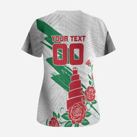 Personalized Iraq Football Scrub Top Hawk Mascot Soccer - Samarra Tower And Red Roses