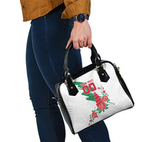 Personalized Iraq Football Shoulder Handbag Hawk Mascot Soccer - Samarra Tower And Red Roses