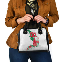 Personalized Iraq Football Shoulder Handbag Hawk Mascot Soccer - Samarra Tower And Red Roses