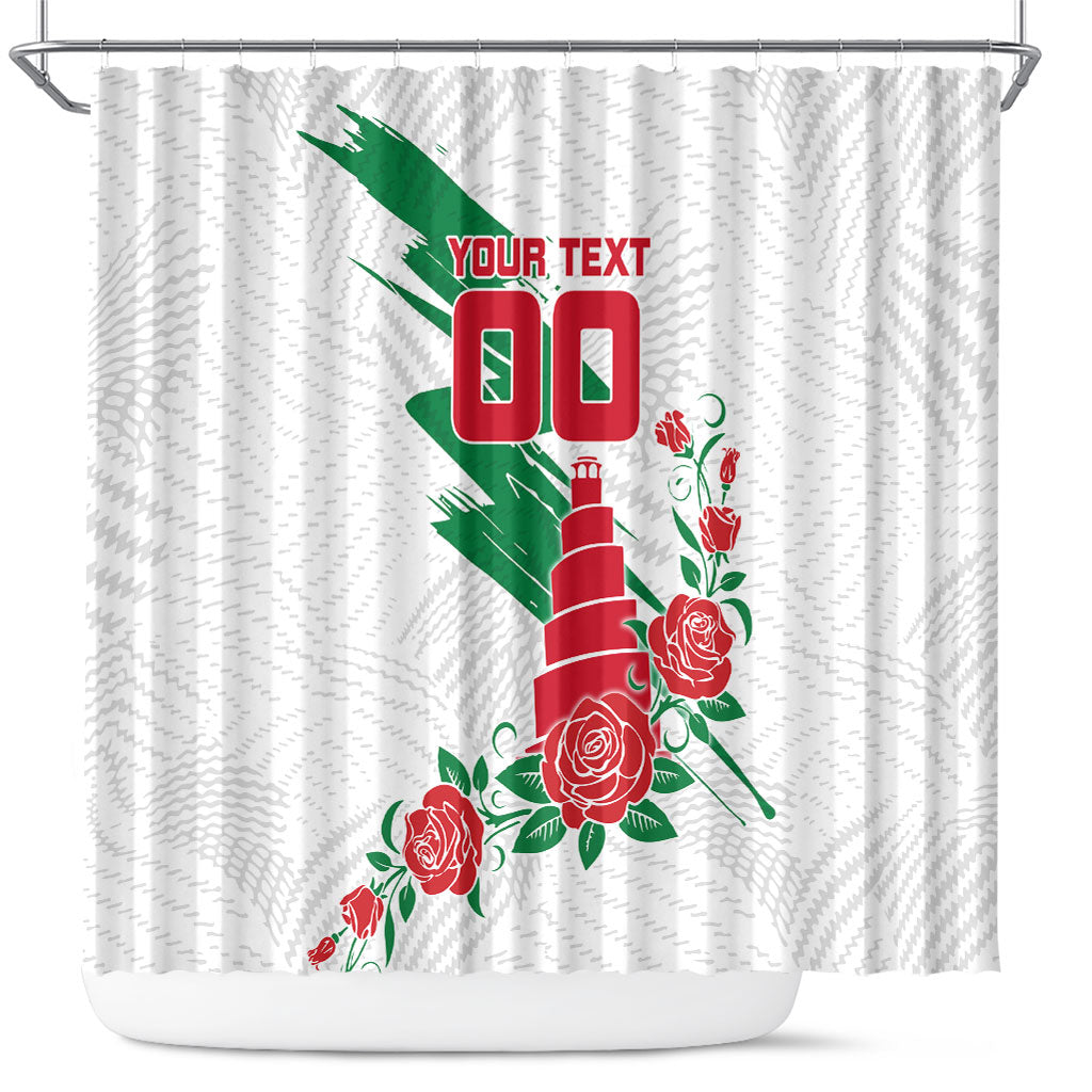 Personalized Iraq Football Shower Curtain Hawk Mascot Soccer - Samarra Tower And Red Roses