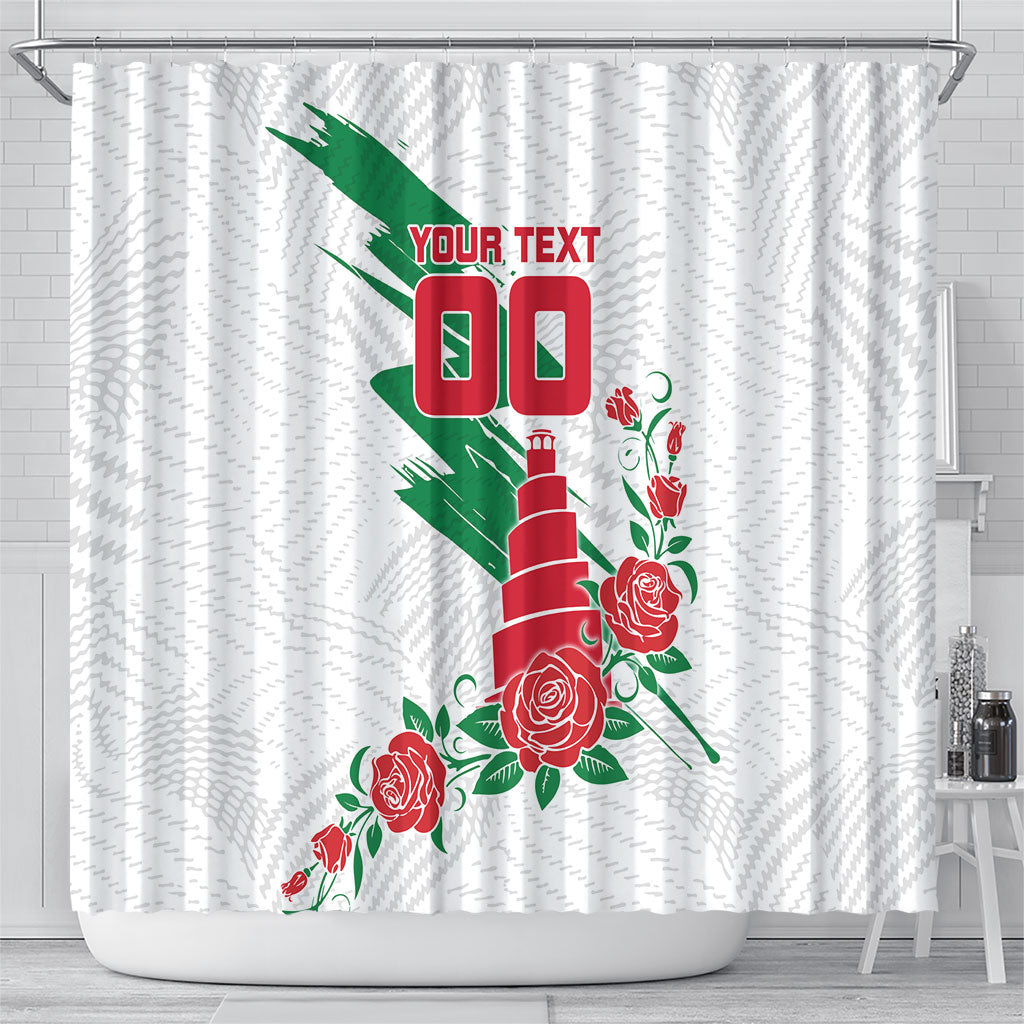Personalized Iraq Football Shower Curtain Hawk Mascot Soccer - Samarra Tower And Red Roses