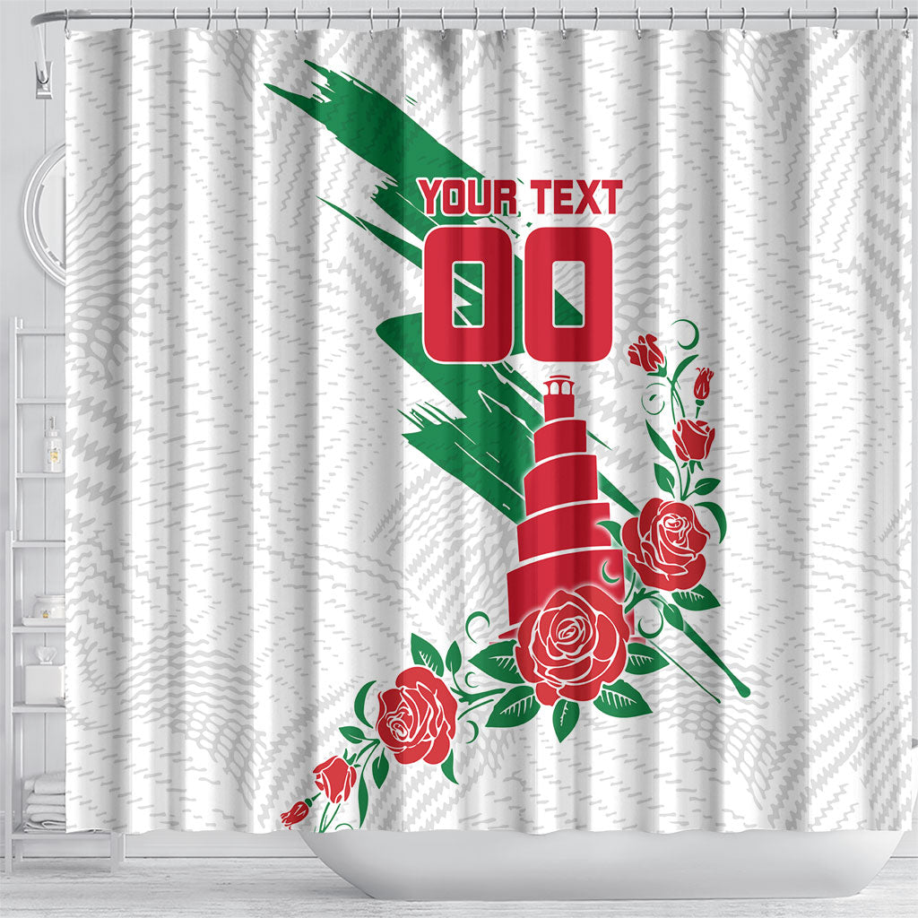 Personalized Iraq Football Shower Curtain Hawk Mascot Soccer - Samarra Tower And Red Roses