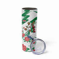 Personalized Iraq Football Skinny Tumbler Hawk Mascot Soccer - Samarra Tower And Red Roses