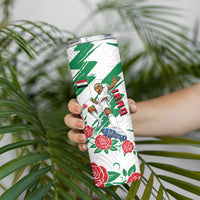 Personalized Iraq Football Skinny Tumbler Hawk Mascot Soccer - Samarra Tower And Red Roses