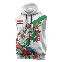 Personalized Iraq Football Sleeveless Zip Hoodie Hawk Mascot Soccer - Samarra Tower And Red Roses