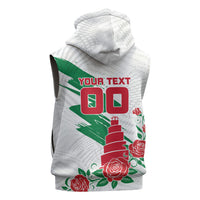 Personalized Iraq Football Sleeveless Zip Hoodie Hawk Mascot Soccer - Samarra Tower And Red Roses