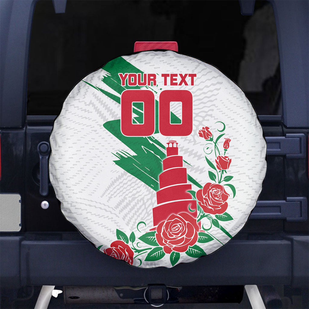 Personalized Iraq Football Spare Tire Cover Hawk Mascot Soccer - Samarra Tower And Red Roses