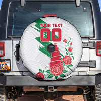 Personalized Iraq Football Spare Tire Cover Hawk Mascot Soccer - Samarra Tower And Red Roses