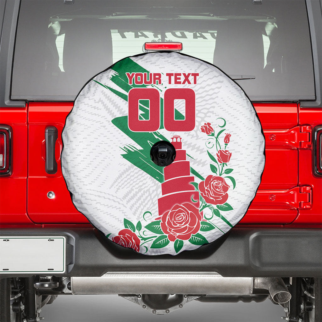 Personalized Iraq Football Spare Tire Cover Hawk Mascot Soccer - Samarra Tower And Red Roses