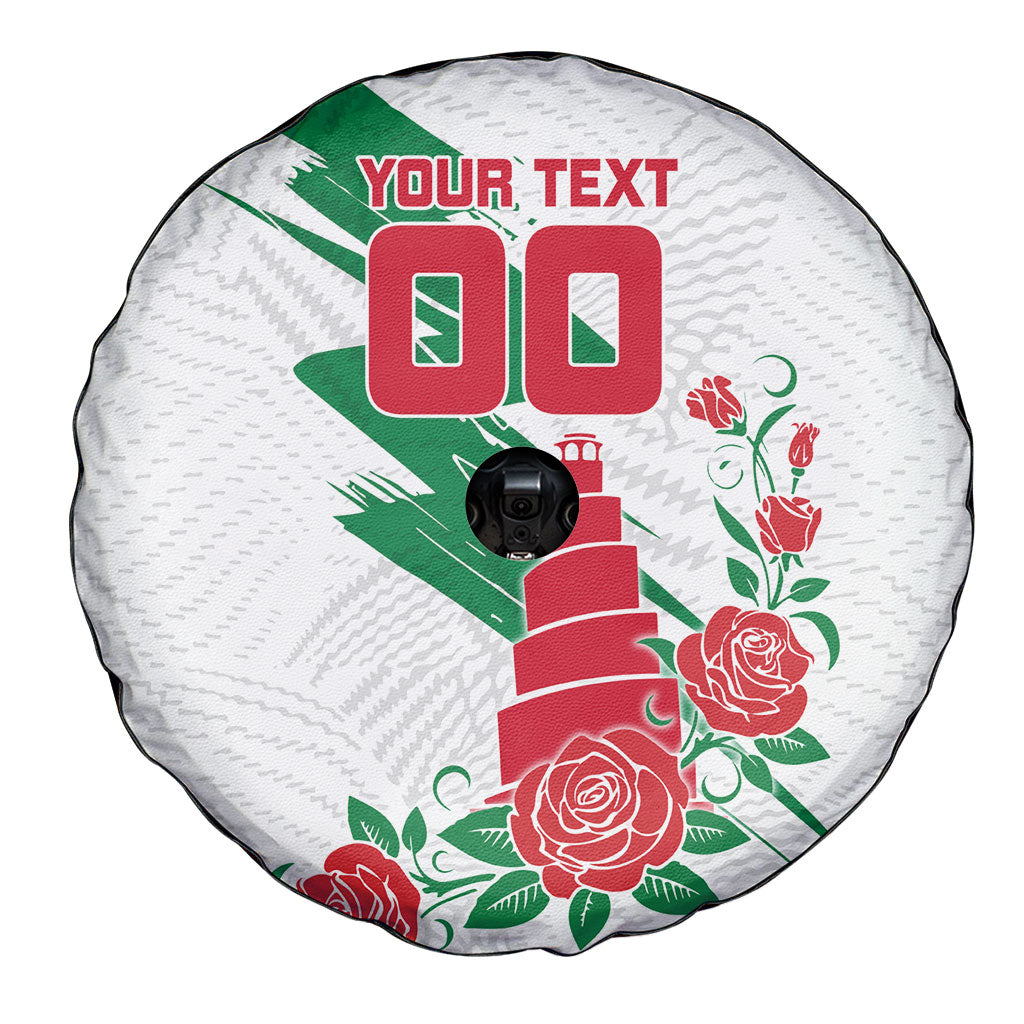 Personalized Iraq Football Spare Tire Cover Hawk Mascot Soccer - Samarra Tower And Red Roses