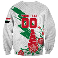 Personalized Iraq Football Sweatshirt Hawk Mascot Soccer - Samarra Tower And Red Roses