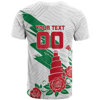 Personalized Iraq Football T Shirt Hawk Mascot Soccer - Samarra Tower And Red Roses