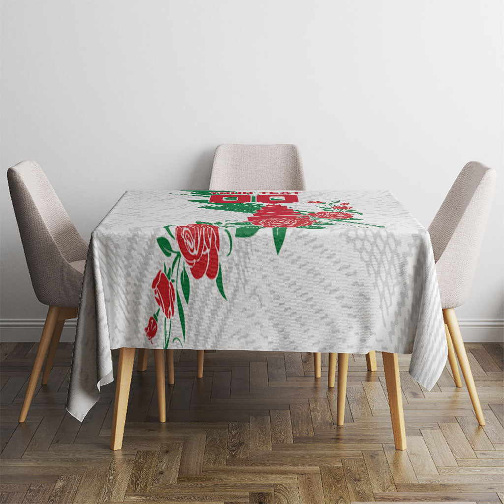 Personalized Iraq Football Tablecloth Hawk Mascot Soccer - Samarra Tower And Red Roses