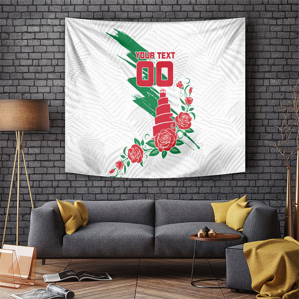 Personalized Iraq Football Tapestry Hawk Mascot Soccer - Samarra Tower And Red Roses