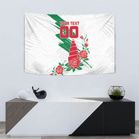 Personalized Iraq Football Tapestry Hawk Mascot Soccer - Samarra Tower And Red Roses
