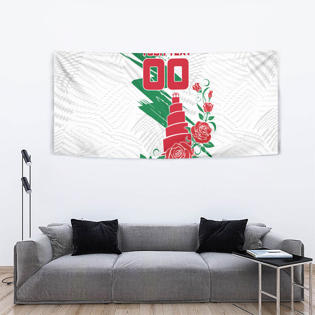 Personalized Iraq Football Tapestry Hawk Mascot Soccer - Samarra Tower And Red Roses