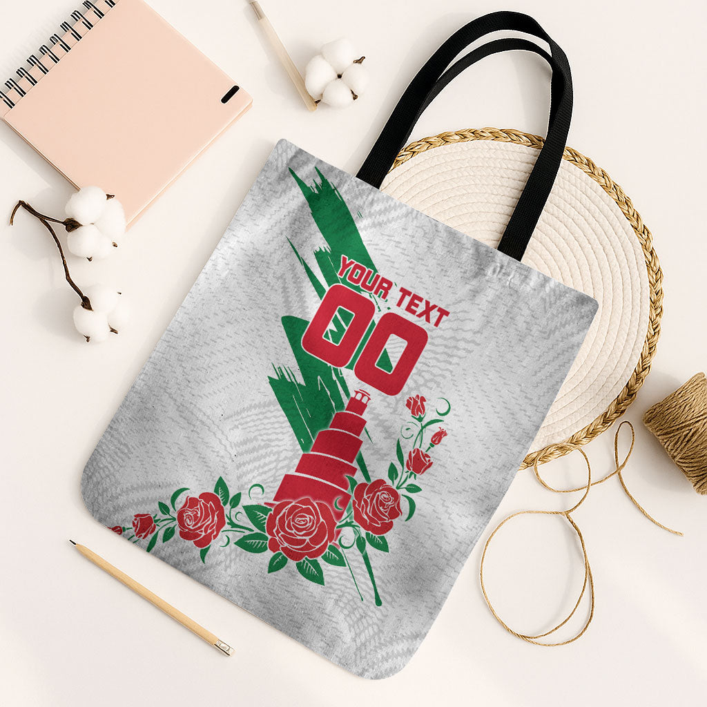 Personalized Iraq Football Tote Bag Hawk Mascot Soccer - Samarra Tower And Red Roses