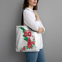 Personalized Iraq Football Tote Bag Hawk Mascot Soccer - Samarra Tower And Red Roses