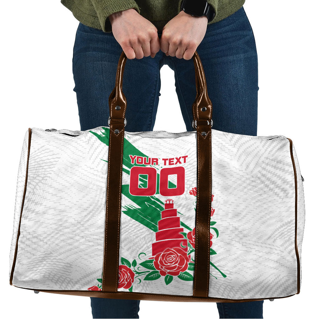 Personalized Iraq Football Travel Bag Hawk Mascot Soccer - Samarra Tower And Red Roses