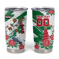 Personalized Iraq Football Tumbler Cup Hawk Mascot Soccer - Samarra Tower And Red Roses