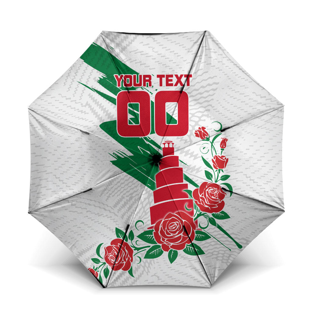Personalized Iraq Football Umbrella Hawk Mascot Soccer - Samarra Tower And Red Roses