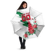 Personalized Iraq Football Umbrella Hawk Mascot Soccer - Samarra Tower And Red Roses