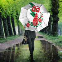 Personalized Iraq Football Umbrella Hawk Mascot Soccer - Samarra Tower And Red Roses