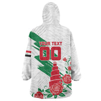 Personalized Iraq Football Wearable Blanket Hoodie Hawk Mascot Soccer - Samarra Tower And Red Roses