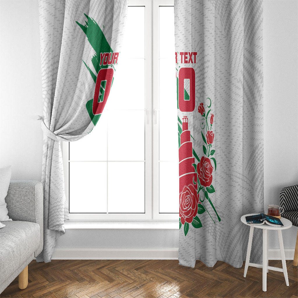 Personalized Iraq Football Window Curtain Hawk Mascot Soccer - Samarra Tower And Red Roses