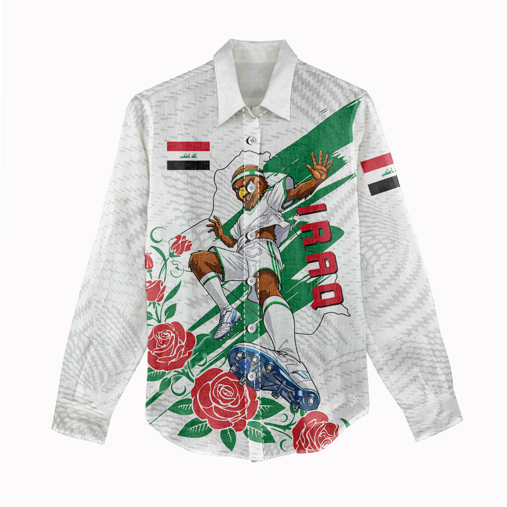 Personalized Iraq Football Women Casual Shirt Hawk Mascot Soccer - Samarra Tower And Red Roses