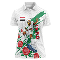 Personalized Iraq Football Women Polo Shirt Hawk Mascot Soccer - Samarra Tower And Red Roses