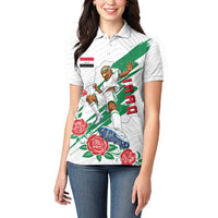 Personalized Iraq Football Women Polo Shirt Hawk Mascot Soccer - Samarra Tower And Red Roses