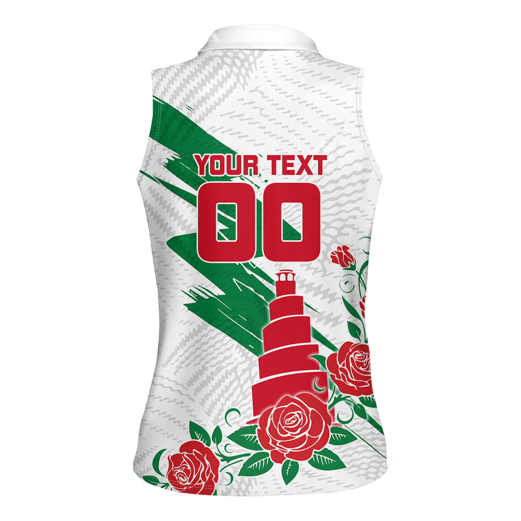 Personalized Iraq Football Women Sleeveless Polo Shirt Hawk Mascot Soccer - Samarra Tower And Red Roses