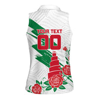 Personalized Iraq Football Women Sleeveless Polo Shirt Hawk Mascot Soccer - Samarra Tower And Red Roses