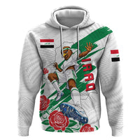 Personalized Iraq Football Zip Hoodie Hawk Mascot Soccer - Samarra Tower And Red Roses