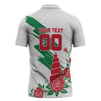 Personalized Iraq Football Zipper Polo Shirt Hawk Mascot Soccer - Samarra Tower And Red Roses