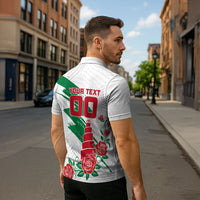 Personalized Iraq Football Zipper Polo Shirt Hawk Mascot Soccer - Samarra Tower And Red Roses