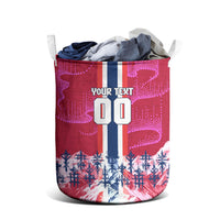 Personalized Norway Football Laundry Basket Viking Lion Soccer Mascot - Nordic Longship And Mountain Landscape