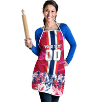 Personalized Norway Football Apron Viking Lion Soccer Mascot - Nordic Longship And Mountain Landscape