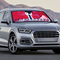 Personalized Norway Football Auto Sun Shade Viking Lion Soccer Mascot - Nordic Longship And Mountain Landscape
