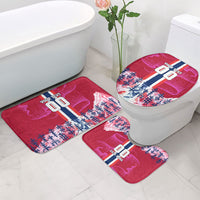 Personalized Norway Football Bathroom Set Viking Lion Soccer Mascot - Nordic Longship And Mountain Landscape