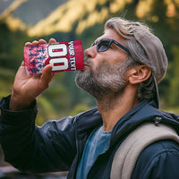 Personalized Norway Football 4 in 1 Can Cooler Tumbler Viking Lion Soccer Mascot - Nordic Longship And Mountain Landscape
