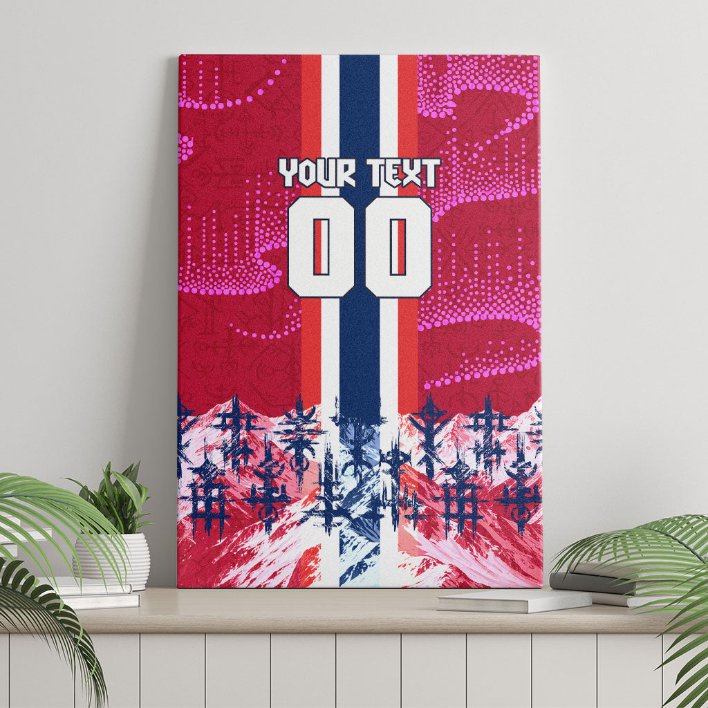 Personalized Norway Football Canvas Wall Art Viking Lion Soccer Mascot - Nordic Longship And Mountain Landscape