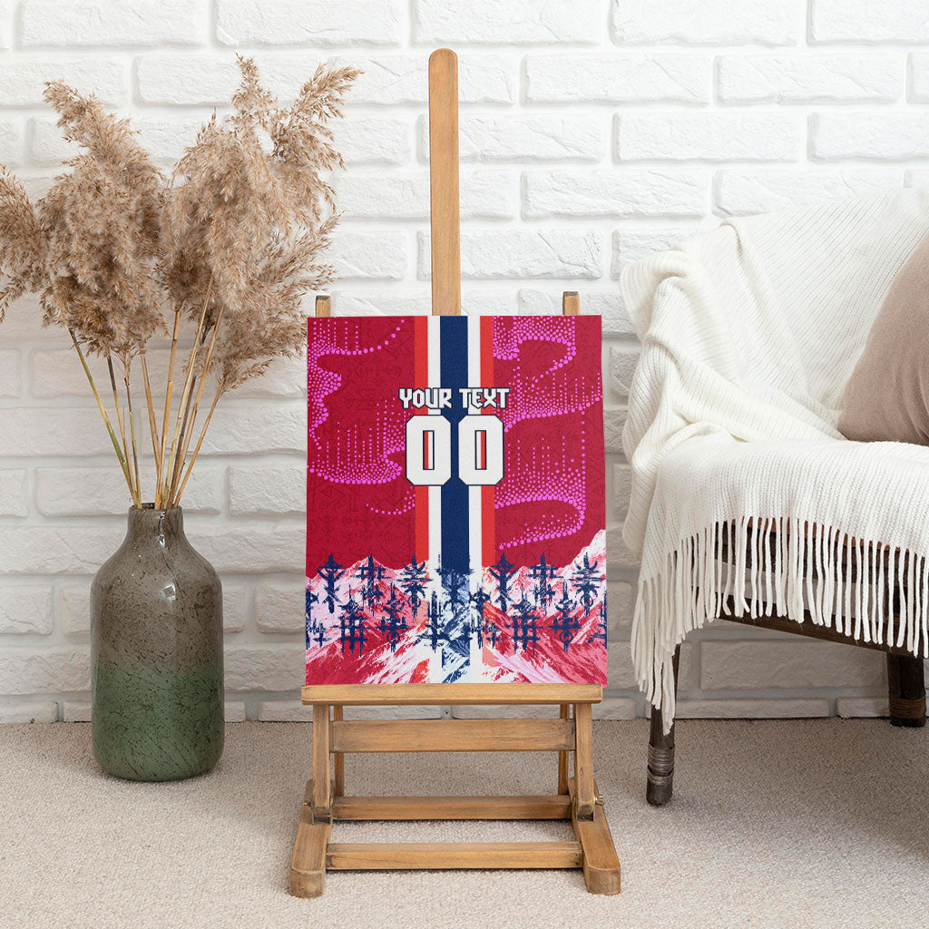 Personalized Norway Football Canvas Wall Art Viking Lion Soccer Mascot - Nordic Longship And Mountain Landscape