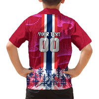 Personalized Norway Football Kid Hawaiian Shirt Viking Lion Soccer Mascot - Nordic Longship And Mountain Landscape