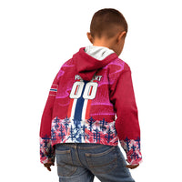 Personalized Norway Football Kid Hoodie Viking Lion Soccer Mascot - Nordic Longship And Mountain Landscape