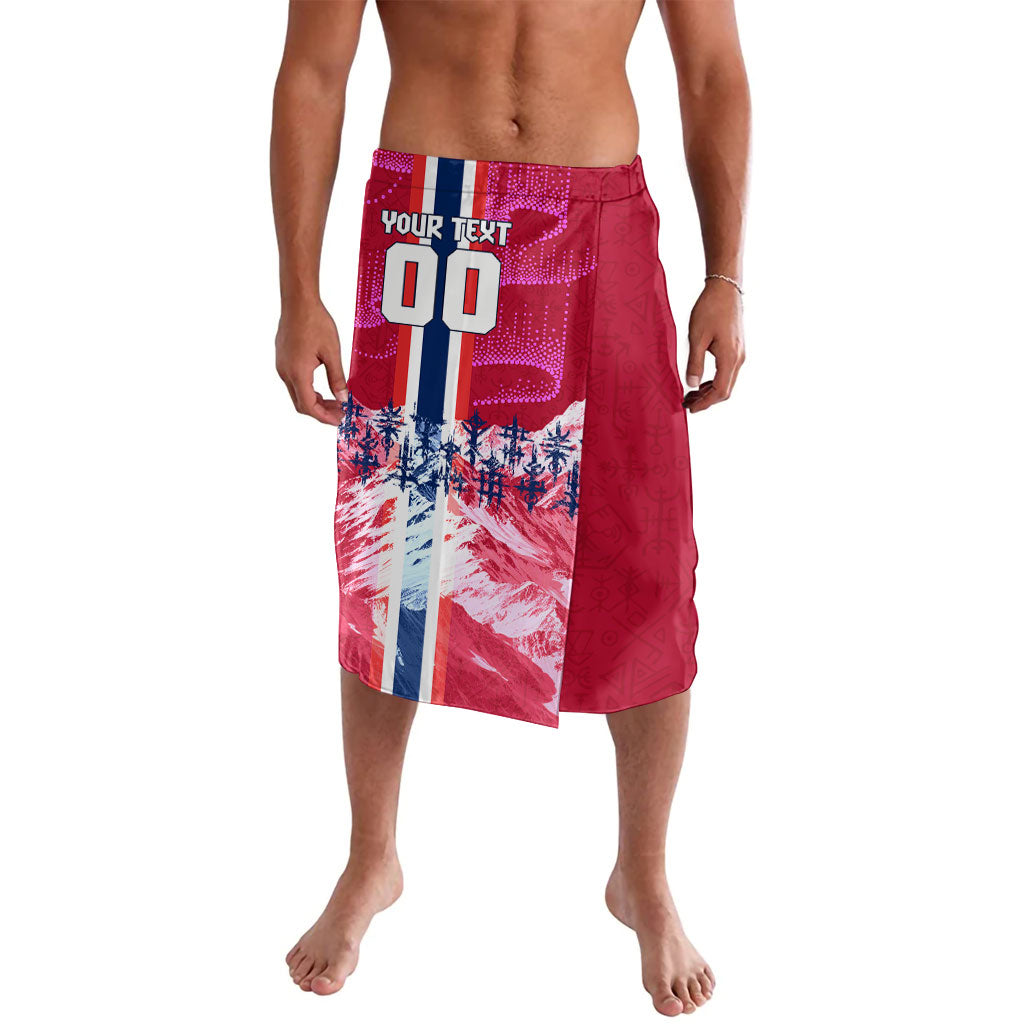 Personalized Norway Football Lavalava Viking Lion Soccer Mascot - Nordic Longship And Mountain Landscape
