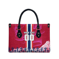 Personalized Norway Football Leather Bag Viking Lion Soccer Mascot - Nordic Longship And Mountain Landscape