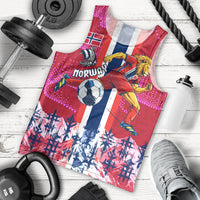 Personalized Norway Football Men Tank Top Viking Lion Soccer Mascot - Nordic Longship And Mountain Landscape