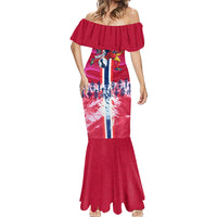 Personalized Norway Football Mermaid Dress Viking Lion Soccer Mascot - Nordic Longship And Mountain Landscape